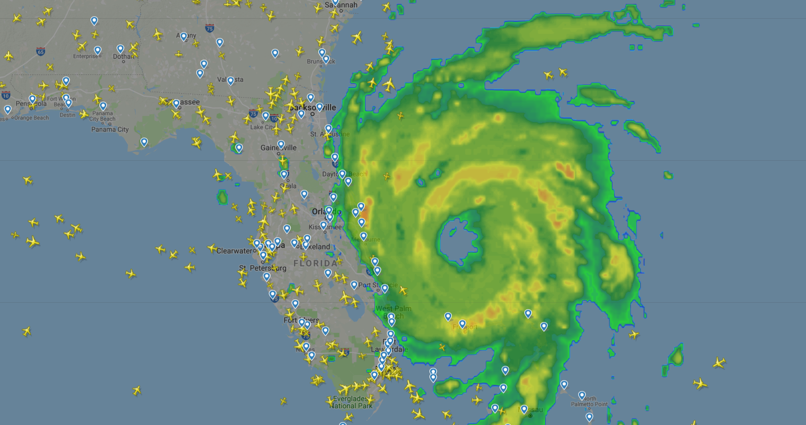 Hurricane Dorian FR24 9-3-19 1840