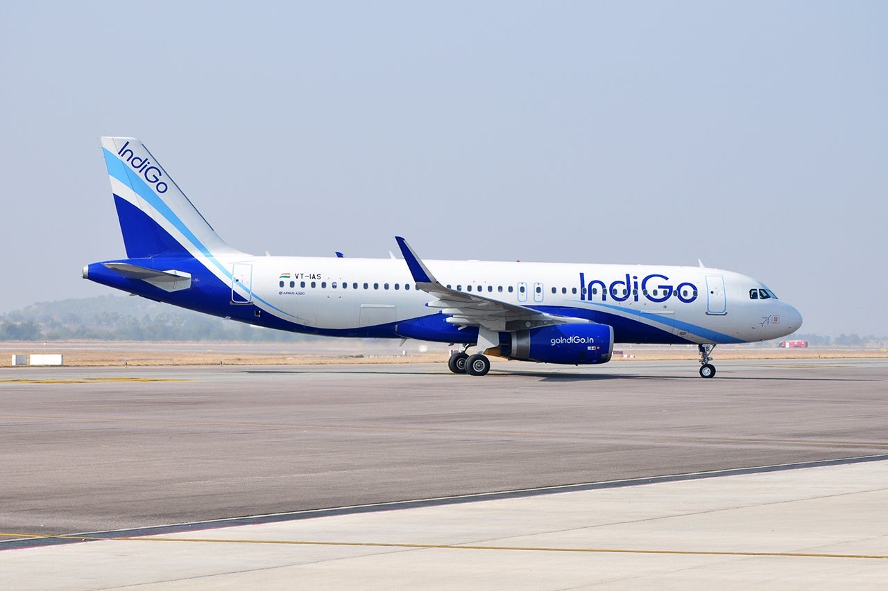 Indigo Airbus A320 on the tarmac at Rajiv Gandhi International Airport