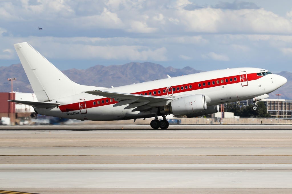 A Janet Aviation Boeing 737 returning into Vegas from an