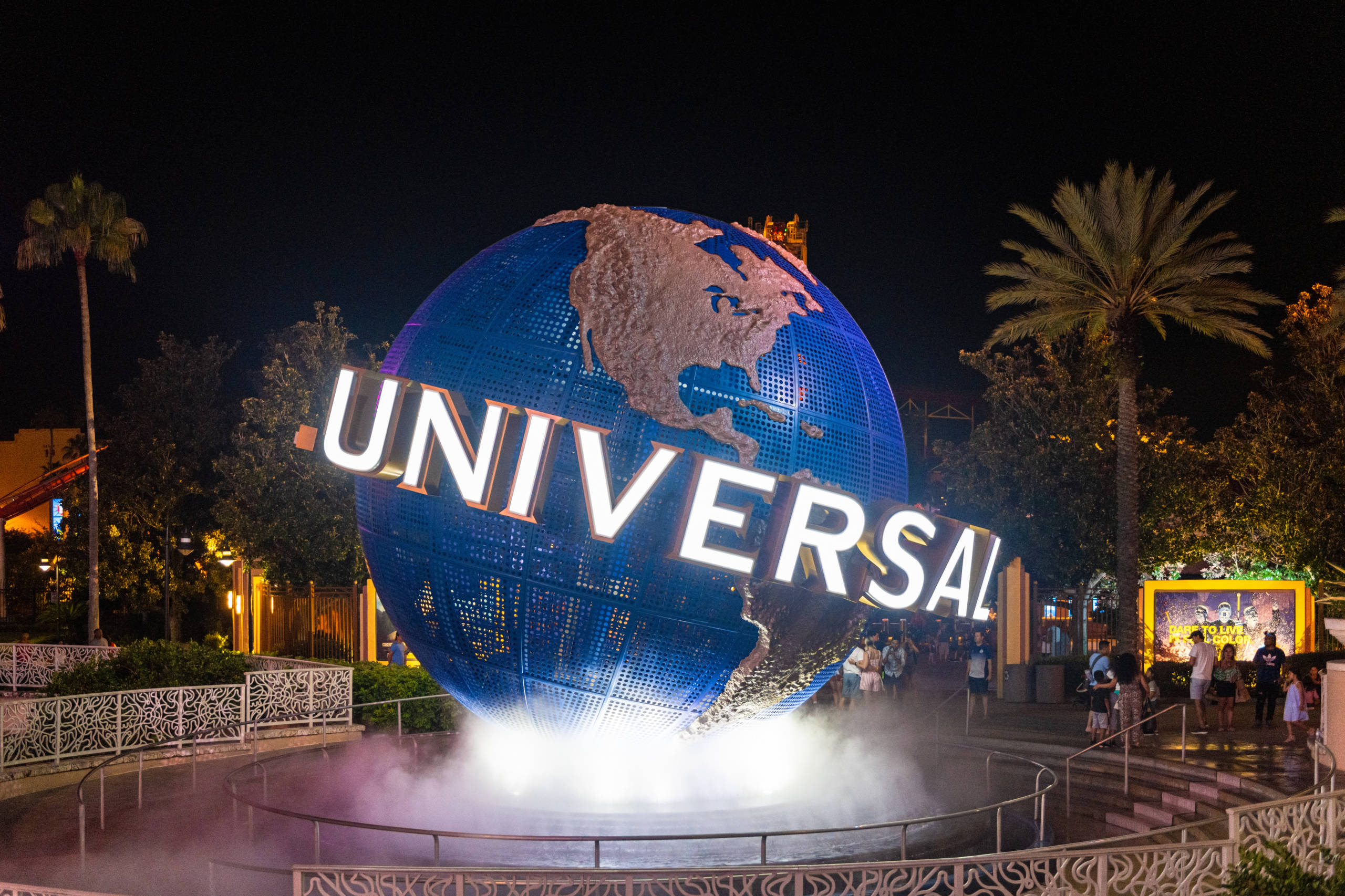 The 3d logo of Universal Studios is seen during the