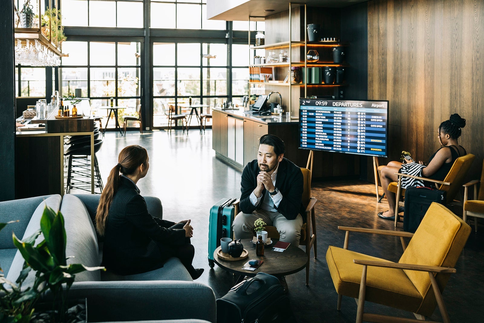 People at airport lounge