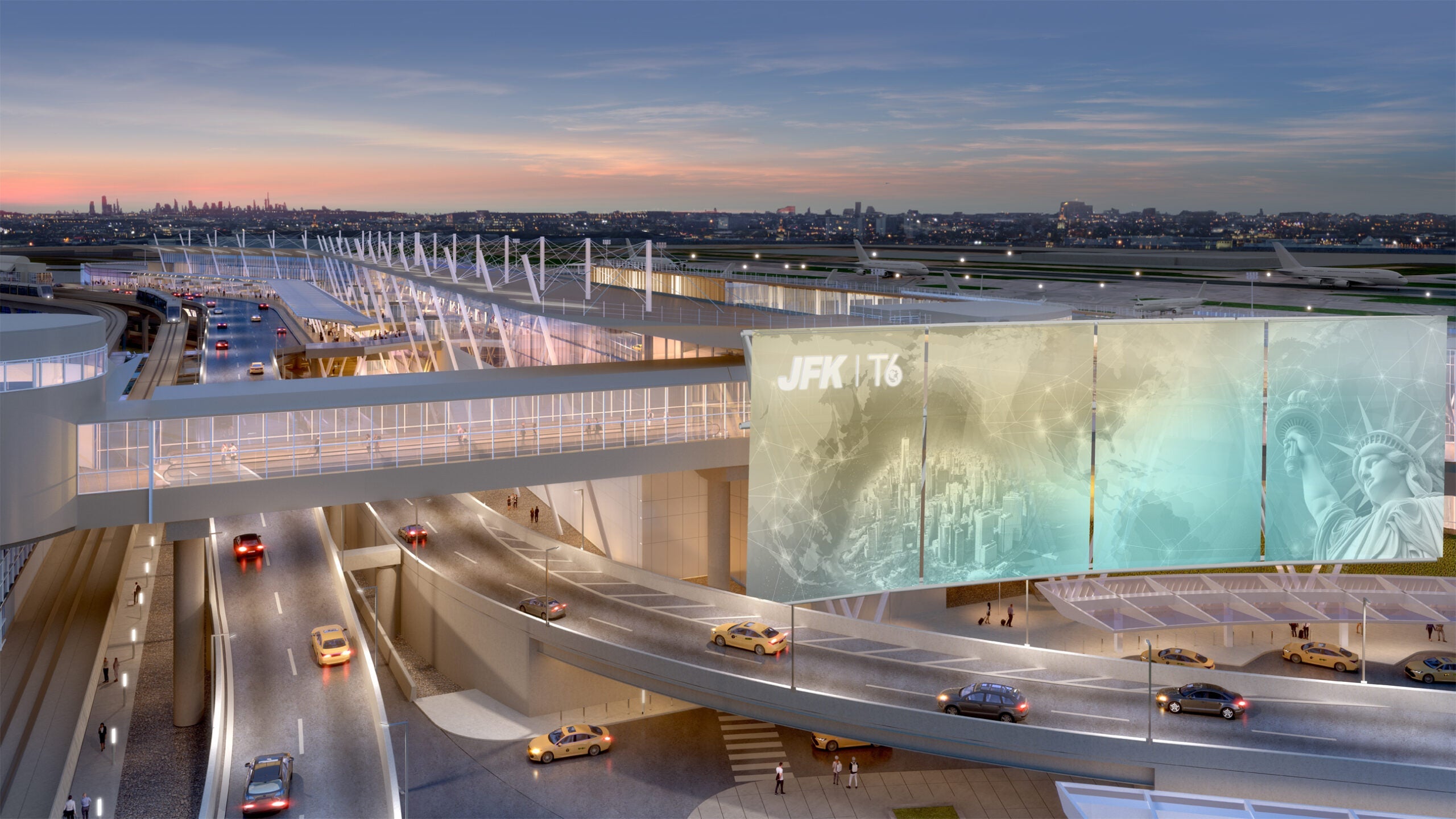 JFK Terminal 6 aerial illustration.